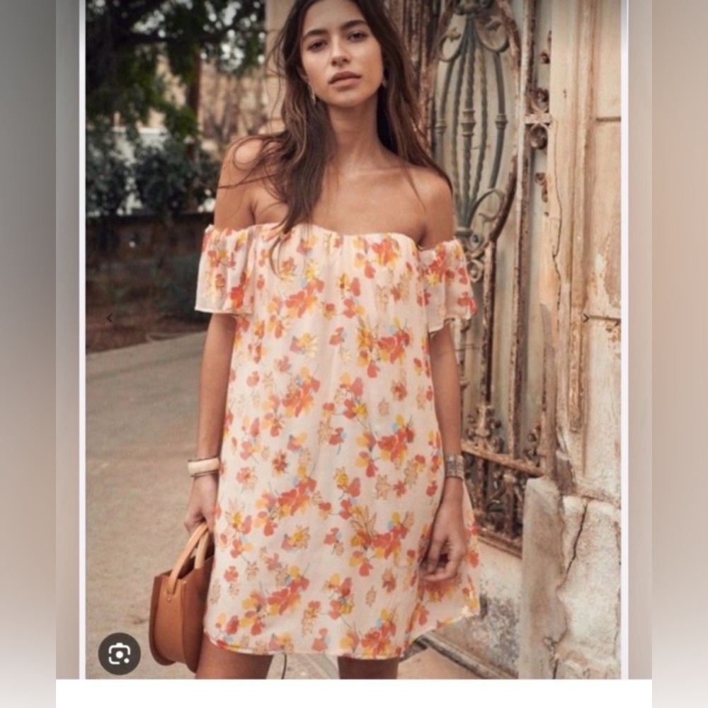 Sézane strapless floral dress orange&white - seize 4